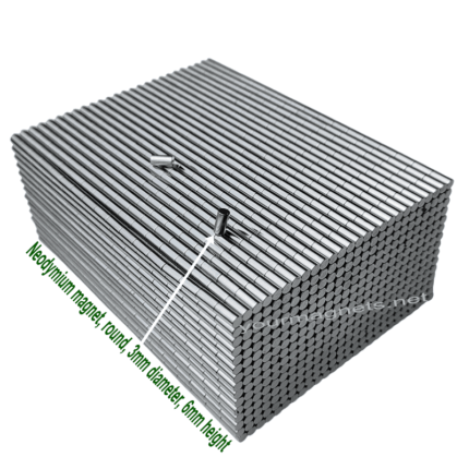 Neodymium magnet, round, 3mm diameter, 6mm height, N35