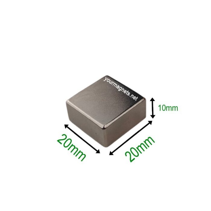 Neodymium Blockmagnet, 20mm x 20mm x 10mm, N45
