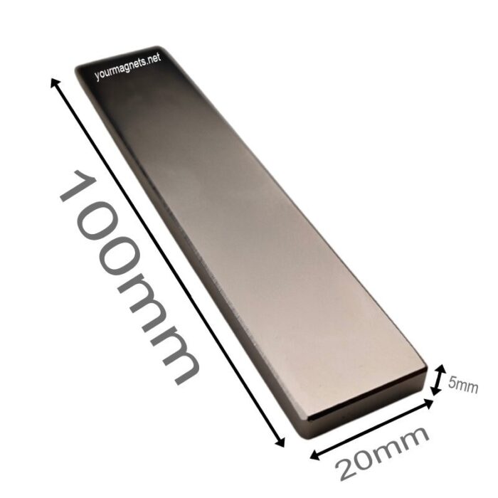 Neodymium Blockmagnet, 100mm x 20mm x 5mm, N40