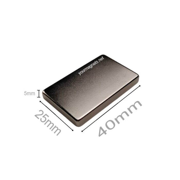 Neodymium Blockmagnet, 40mm x 25mm x 5mm, N45