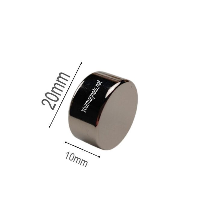 Neodymium magnet, round, 20mm diameter, 10mm height, N45