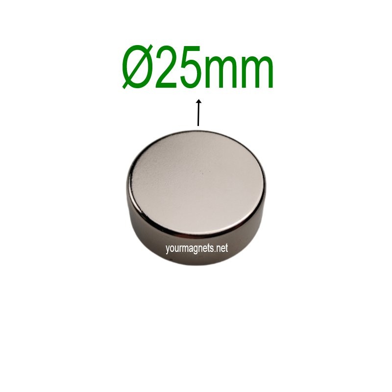 Neodymium magnet, round, 25mm diameter, 10mm height, N45 Neodymium magnet, round, 25mm diameter, 10mm height, N45
