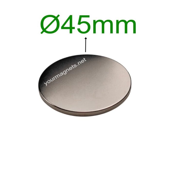 Neodymium magnet, round, 45mm diameter, 3mm height, N45