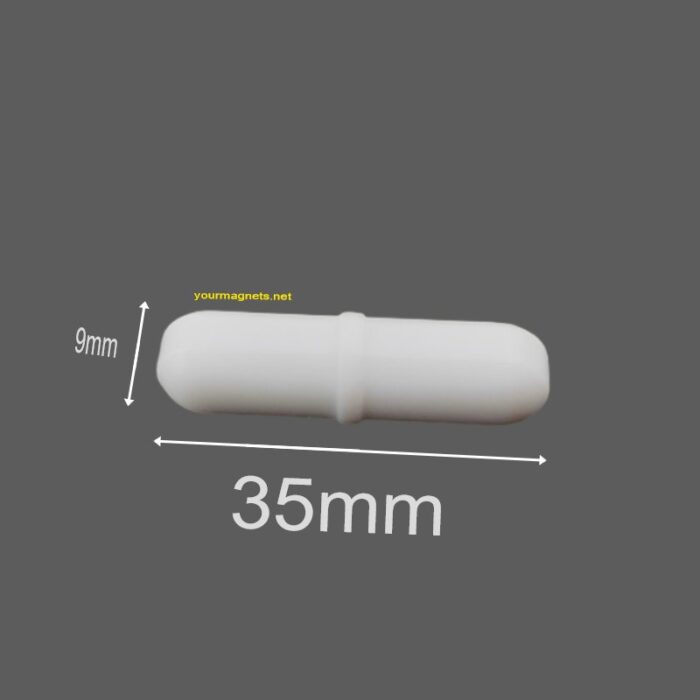 Magnetic stirrer bar 9mm x 35mm PTFE, Cylindrical with center ring