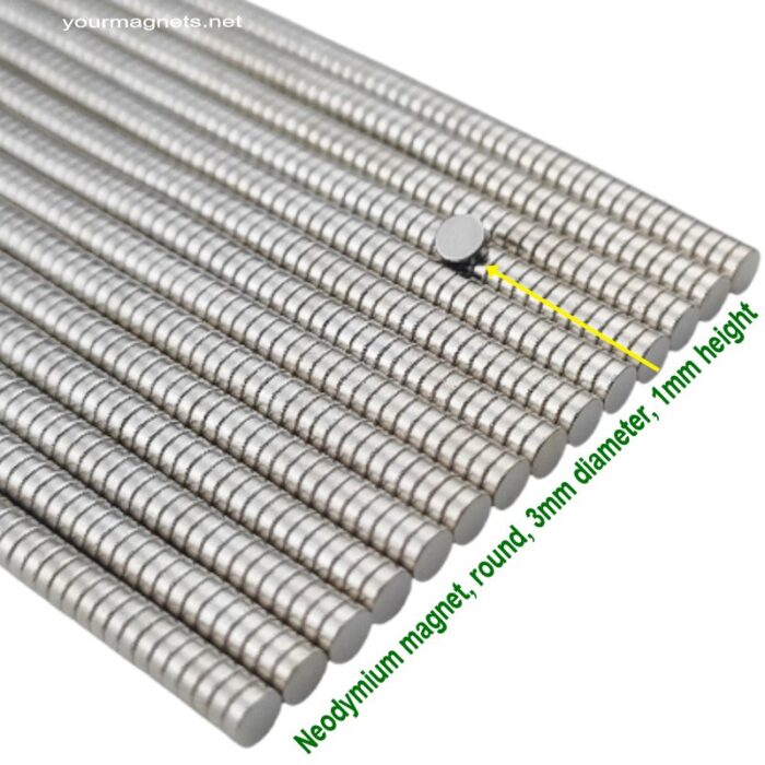 Neodymium magnet, round, 3mm diameter, 1mm height, N52