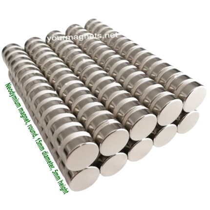 Neodymium magnet, round, 15mm diameter, 5mm height, disc, N42