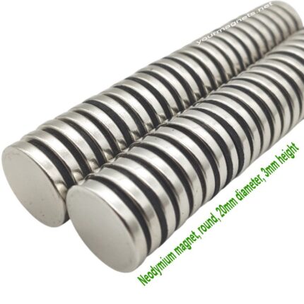 Neodymium magnet, round, 20mm diameter, 3mm height, disc, N52