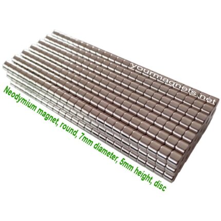 Neodymium magnet, round, 7mm diameter, 5mm height, disc, N52