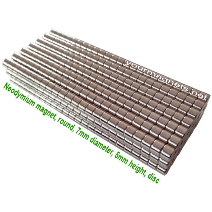 Neodymium magnet, round, 7mm diameter, 5mm height, disc, N52