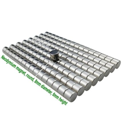 Neodymium magnet, round, 8mm diameter, 6mm height, N45