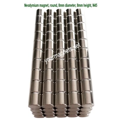 Neodymium magnet, round, 8mm diameter, 8mm height, N45