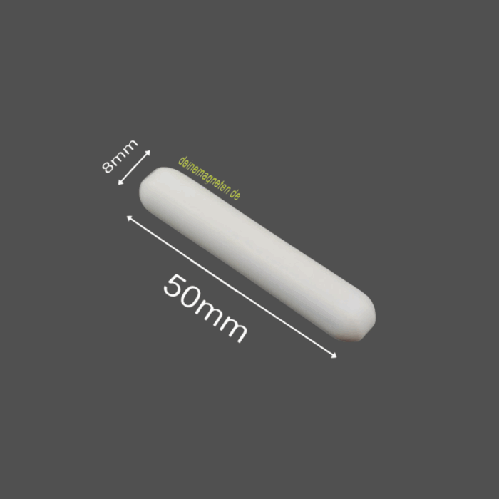 PTFE Magnetic Stir Bar – Cylindrical, 8 mm x 50 mm | Temperature Resistant –200°C to +260°C
