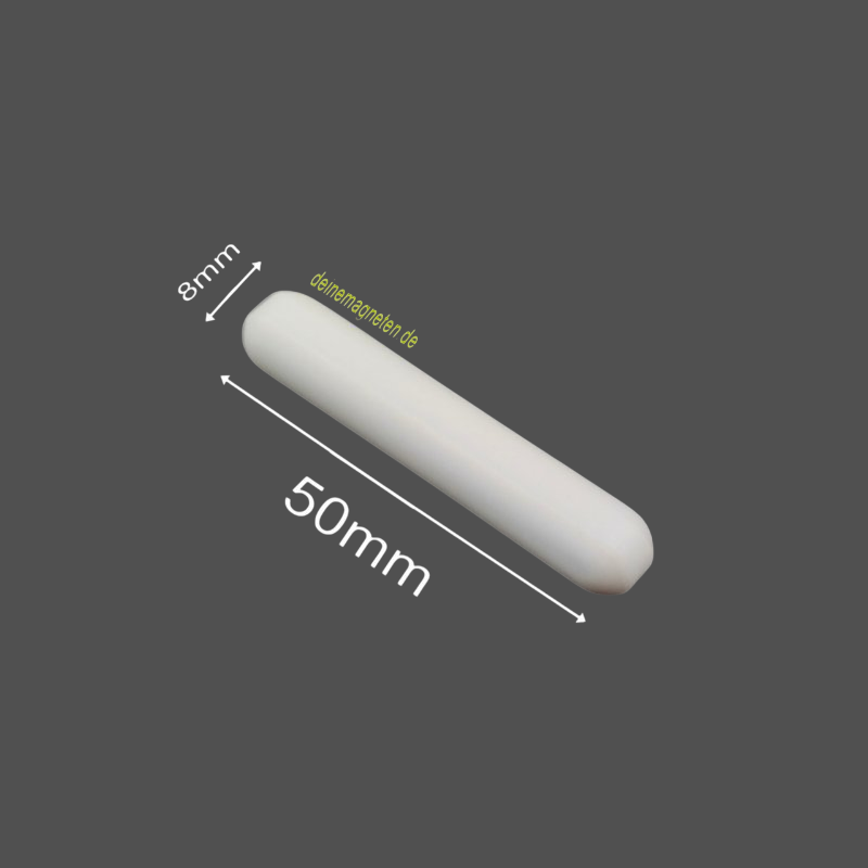 PTFE Magnetic Stir Bar – Cylindrical, 8 mm x 50 mm | Temperature Resistant –200°C to +260°C