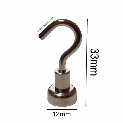 Neodymium hook magnet Ø12mm Silver (3 kg Pull Force, 10-Pack)