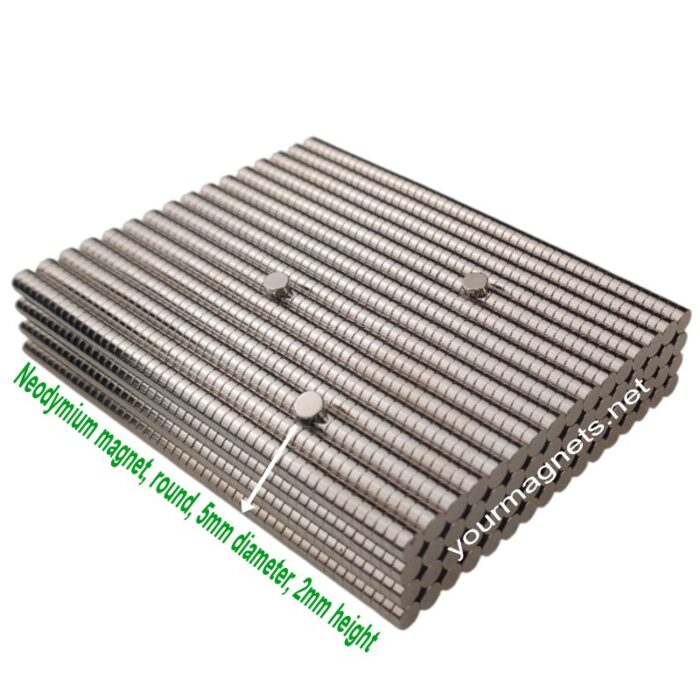 Neodymium magnet, round, 5mm diameter, 2mm height, N35