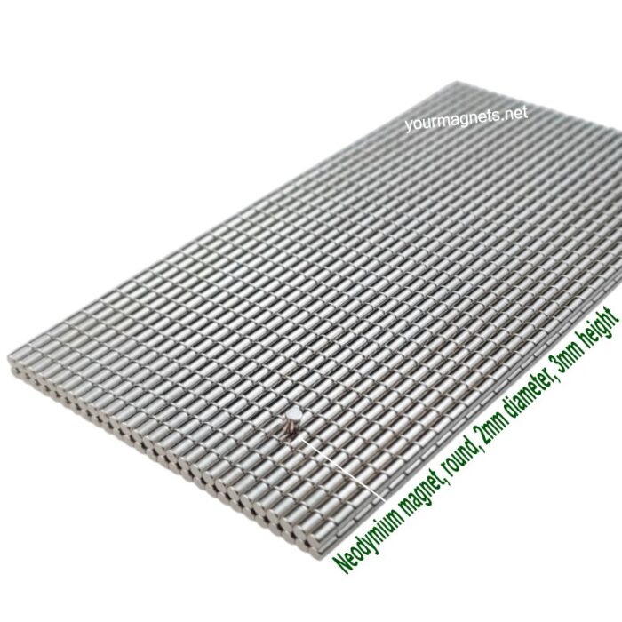 Neodymium magnet, round, 2mm diameter, 3mm height, N52