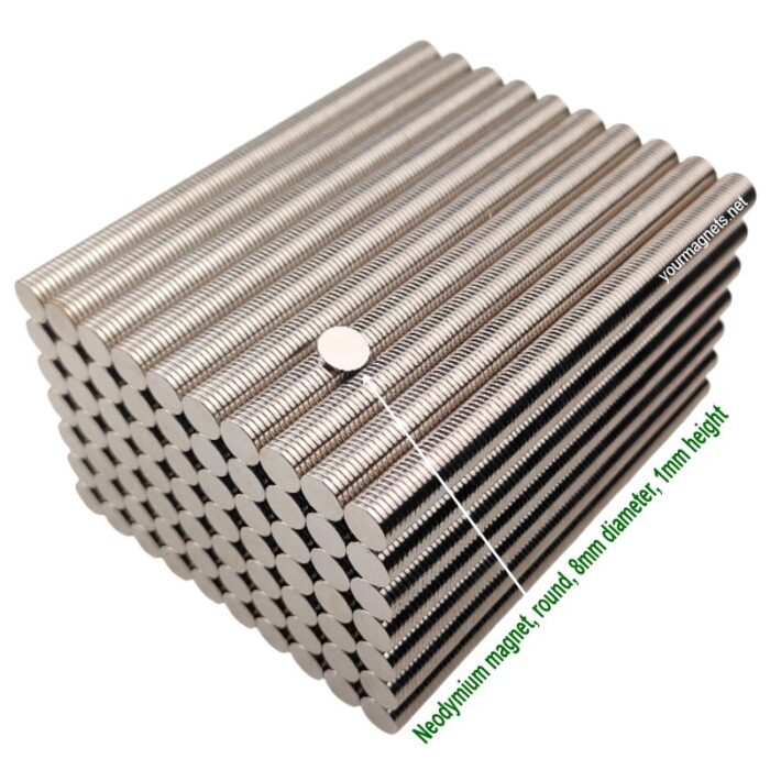 Neodymium magnet, round, 8mm diameter, 1mm height, N35