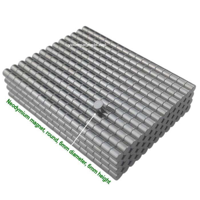 Neodymium magnet, round, 6mm diameter, 6mm height, N35