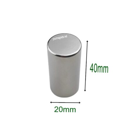 Neodymium magnet, round, 20mm diameter, 40mm height, rodmagnet, N35