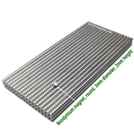 Neodymium magnet, round, 3mm diameter, 2mm height, N52