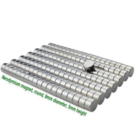 Neodymium magnet, round, 9mm diameter, 5mm height, N52