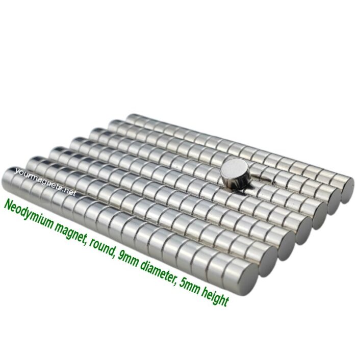 Neodymium magnet, round, 9mm diameter, 5mm height, N52