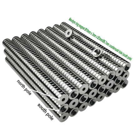 Neodymium ring magnet Ø10mm x 3mm x Ø3mm/Ø6.7mm countersunk hole (south pole), N52