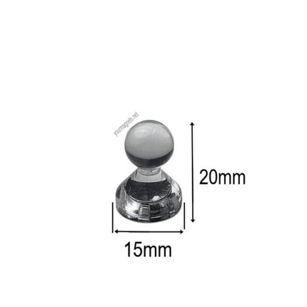 Cone Magnets 15 mm × 20 mm White Transparent – Neodymium Core (Pack of 20)