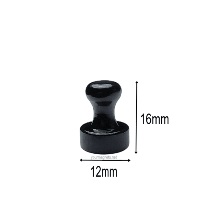 Cone Magnets Ø12×16 mm, Black, with Neodymium Core – Set of 10