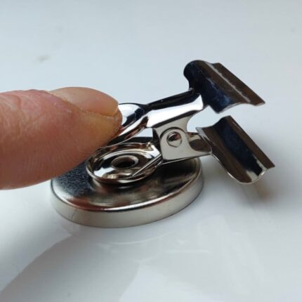 Set of 10 Magnetic Clips, 30 mm, Silver, Ferrite-Magnet Core