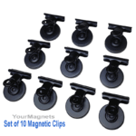 Set of 10 Magnetic Clips, 30 mm, Black, Ferrite Core