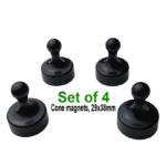 Cone Magnets Ø29×38 mm, Black, with Neodymium Core – Set of 4