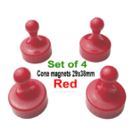 Cone Magnets Ø29×38 mm, Red, with Neodymium Core – Set of 4