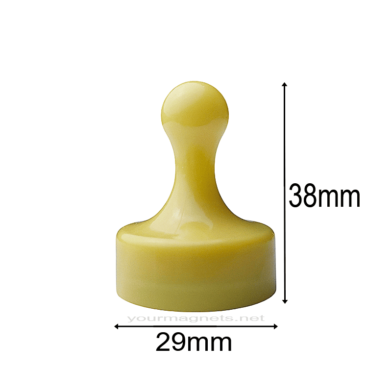 Cone Magnets Ø29×38 mm, Yellow, with Neodymium Core – Set of 4