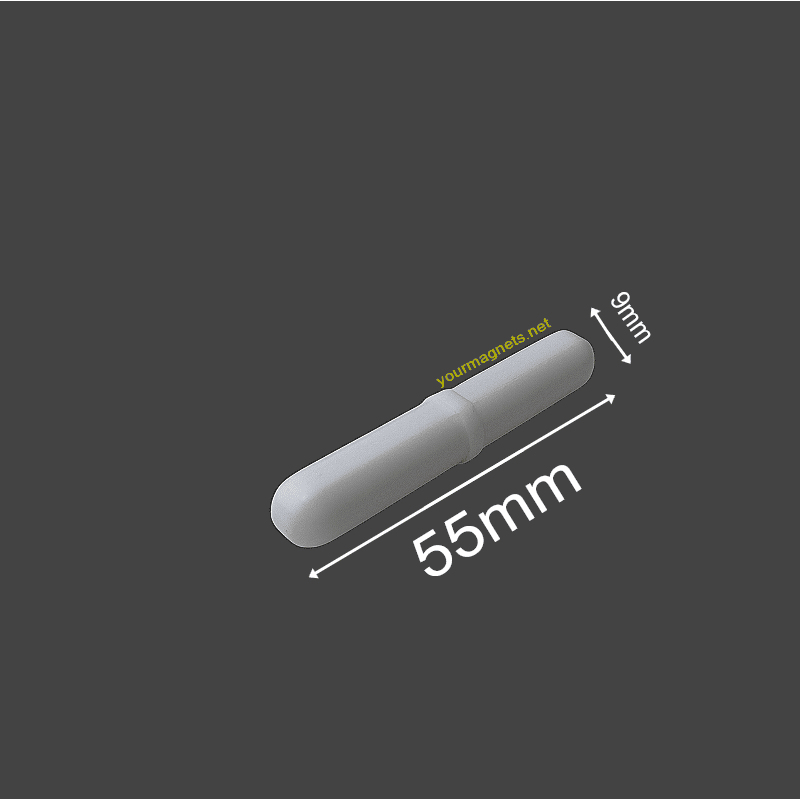 Magnetic stirrer bar 9mm x 55mm PTFE, Cylindrical with center ring
